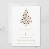 Minimal Chic Winter Christmas Tree Photo Wedding Save The Date (Voorkant)
