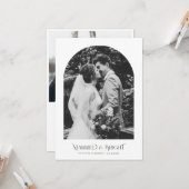 Minimal Christmas Arch Wedding Announcement Kaart (Voorkant / Achterkant in situ)