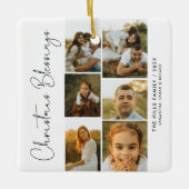 Minimal Christmas Blessings Script Family 6 Photos Keramisch Ornament (Voorkant)