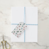 Minimal Christmas Pattern, Pine & Berries  Cadeaulabel (Met Touw)