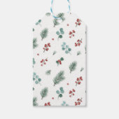 Minimal Christmas Pattern, Pine & Berries  Cadeaulabel (Voorkant)