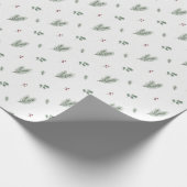 Minimal Christmas Pattern, Pine, Berries Cadeaupapier (Hoek)