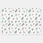 Minimal Christmas Pattern, Pine & Berries  Inpakpapier Vel (Voorkant 3)