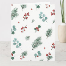 Minimal Christmas Pattern, Pine & Berries  Kaart