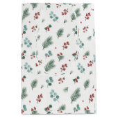 Minimal Christmas Pattern, Pine & Berries  Medium Cadeauzakje (Voorkant)