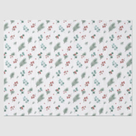 Minimal Christmas Pattern, Pine & Berries  Tissuepapier