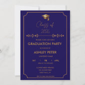 Minimal Classy Blue Grad Party Invitation (Devant)