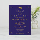 Minimal Classy Blue Grad Party Invitation (Debout devant)