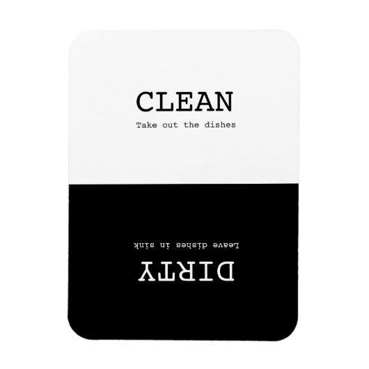 Minimal Clean Dirty Dishes Herinnering Zwart Wit Magneet (Verticaal)