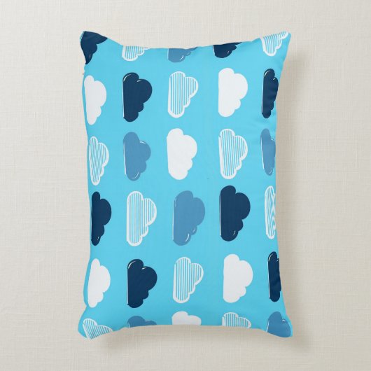 Minimal Clouds Pattern – Blue Sky Vibes Accent Kussen (Voorkant(Verticaal))