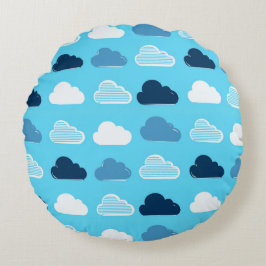 Minimal Clouds Pattern – Blue Sky Vibes Rond Kussen