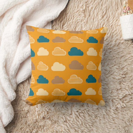 Minimal Clouds Pattern – Orange Sky Vibes Kussen (Deken)