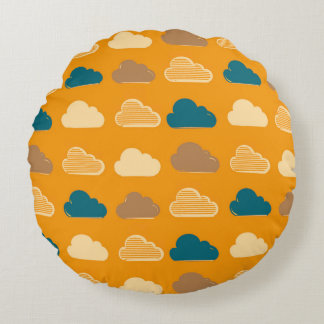 Minimal Clouds Pattern – Orange Sky Vibes Rond Kussen