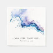 Minimal Coastal Sea Beach Watercolor Wedding Servet (Voorkant)