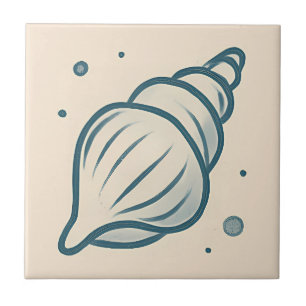 Minimal Conch Shell Coastal Art Tegel Tegeltje