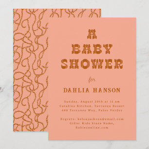 Minimal Coral Brown Western Baby shower Kaart