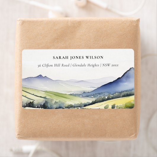 Minimal Country Spring Floral Landschap Adres Etiket (Insitu)