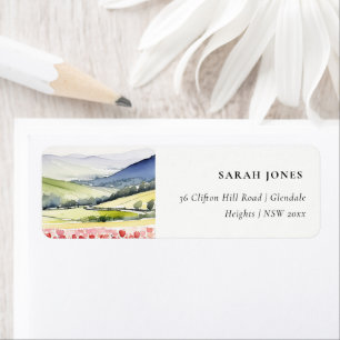 Minimal Country Spring Floral Landschap Adres Etiket