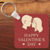 Minimal Couple Silhouette Romantic Valentine Heart Sleutelhanger (Voorkant)