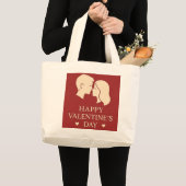 Minimal Couple Silhouette Romantic Valentines Day  Grote Tote Bag (Voorkant (product))