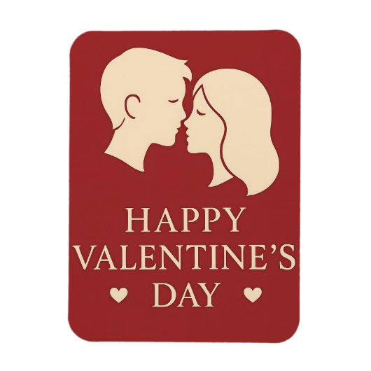 Minimal Couple Silhouette Romantic Valentines Hear Magneet (Verticaal)