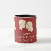 Minimal Couple Silhouette Valentines Romantic Mok (Midden)