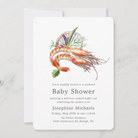 Minimal Crawfish Boil Baby shower | oceaanstrepen Kaart (Voorkant)