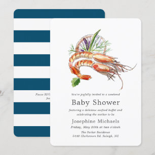 Minimal Crawfish Boil Baby shower oceaanstrepen Kaart