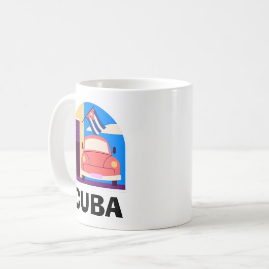 Minimal Cuba Island retro reizen Koffiemok (Voorkant links)