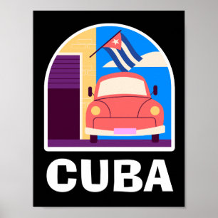 Minimal Cuba Island  retro reizen Poster