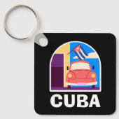 Minimal Cuba Island  retro reizen Sleutelhanger (Voorkant)