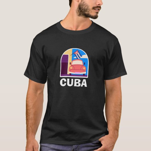 Minimal Cuba Island retro reizen T-shirt (Voorkant)