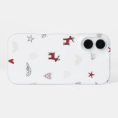 Minimal Cute Reindeer Christmas Pattern iPhone 16 Hoesje (Achterkant horizontaal)