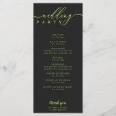 Minimal Cyber Lime Jet Black Wedding Ceremony Programma (Achterkant)