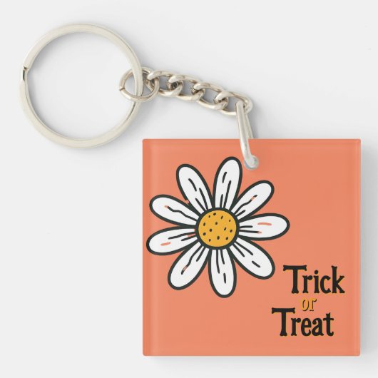 Minimal Daisy Sleutelhanger – grillige bloemenchar (voorkant)