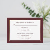 Minimal Dark Burgundy Gold Menu Selection RSVP  (Debout devant)