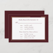 Minimal Dark Burgundy Gold Menu Selection RSVP  (Devant / Derrière)