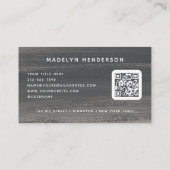 Minimal Dark Grey Brush Scannable QR-code Visitekaartje (Achterkant)