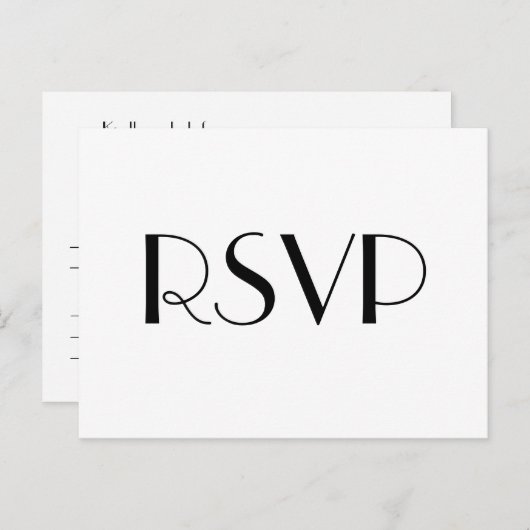 Minimal Deco White Wedding RSVP Briefkaart (Voorkant / Achterkant)