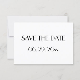 Minimal Deco White Wedding Save the Date Kaart
