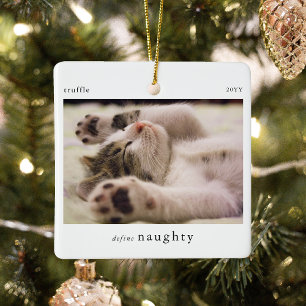 Minimal Definieer Naughty Pet Photo Keepsake Keramisch Ornament