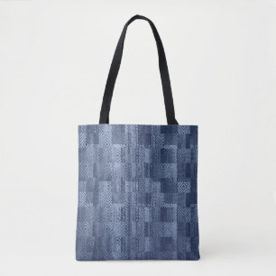 Minimal Denim Abstract Memphis Patchwork Draagtas