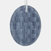 Minimal Denim Abstract Memphis Patchwork Glas Ornament (Voorkant Rechts)
