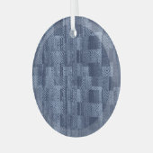 Minimal Denim Abstract Memphis Patchwork Glas Ornament (Voorkant links)