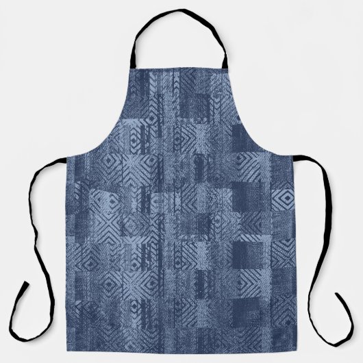 Minimal Denim Abstract Memphis Patchwork Schort (Voorkant)