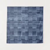 Minimal Denim Abstract Memphis Patchwork Wandkleed (Voorkant (horizontaal))