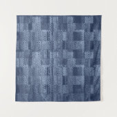 Minimal Denim Abstract Memphis Patchwork Wandkleed (Voorkant)