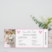 Minimal Destination Wedding Boarding Pass Invite Kaart (Staand voorkant)