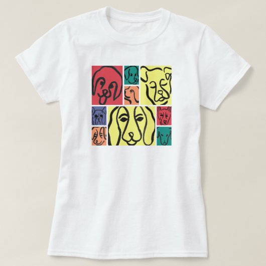 Minimal Dogs Line Art Collage T-shirt (Design voorkant)