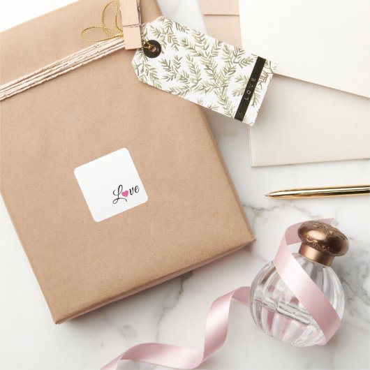 Minimal Dotted Heart Design Vierkante Sticker (Geschenken)